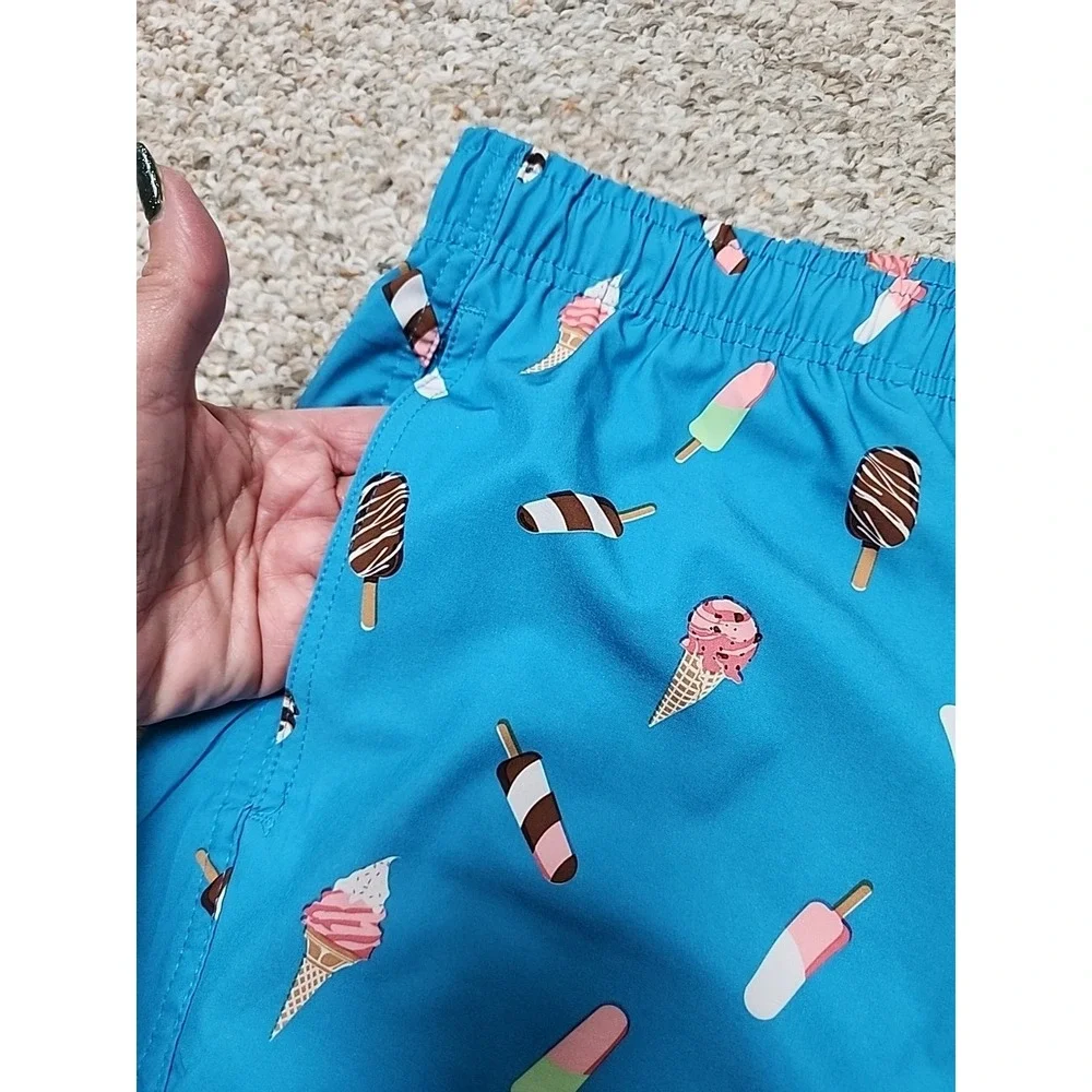 Men's Swim Trunks Ice Cream Popsicle Print Brief‎ Lined Trunks Size XL